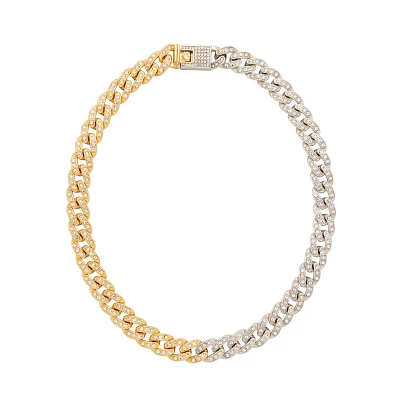 Mixed Silvertone and Goldtone Chain Choker Necklace