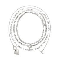 Multi-Pack Heart Chain Choker Necklaces - 4 Pack