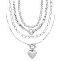 Multi-Pack Heart Chain Choker Necklaces - 4 Pack