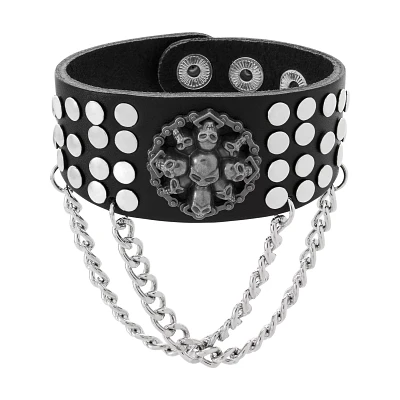 Skull Double Chain Cuff Bracelet