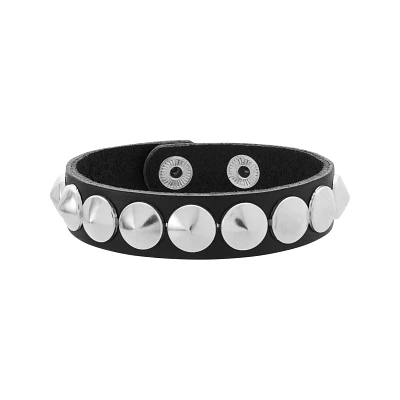 Black and Silvertone Studded Cuff Bracelet