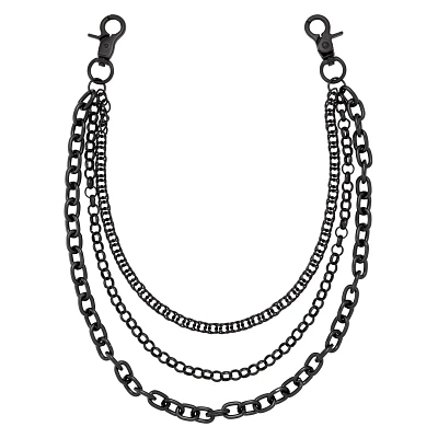 Black Triple Row Wallet Chain