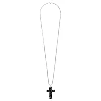Silverplated Black Cross Pendant Chain Necklace