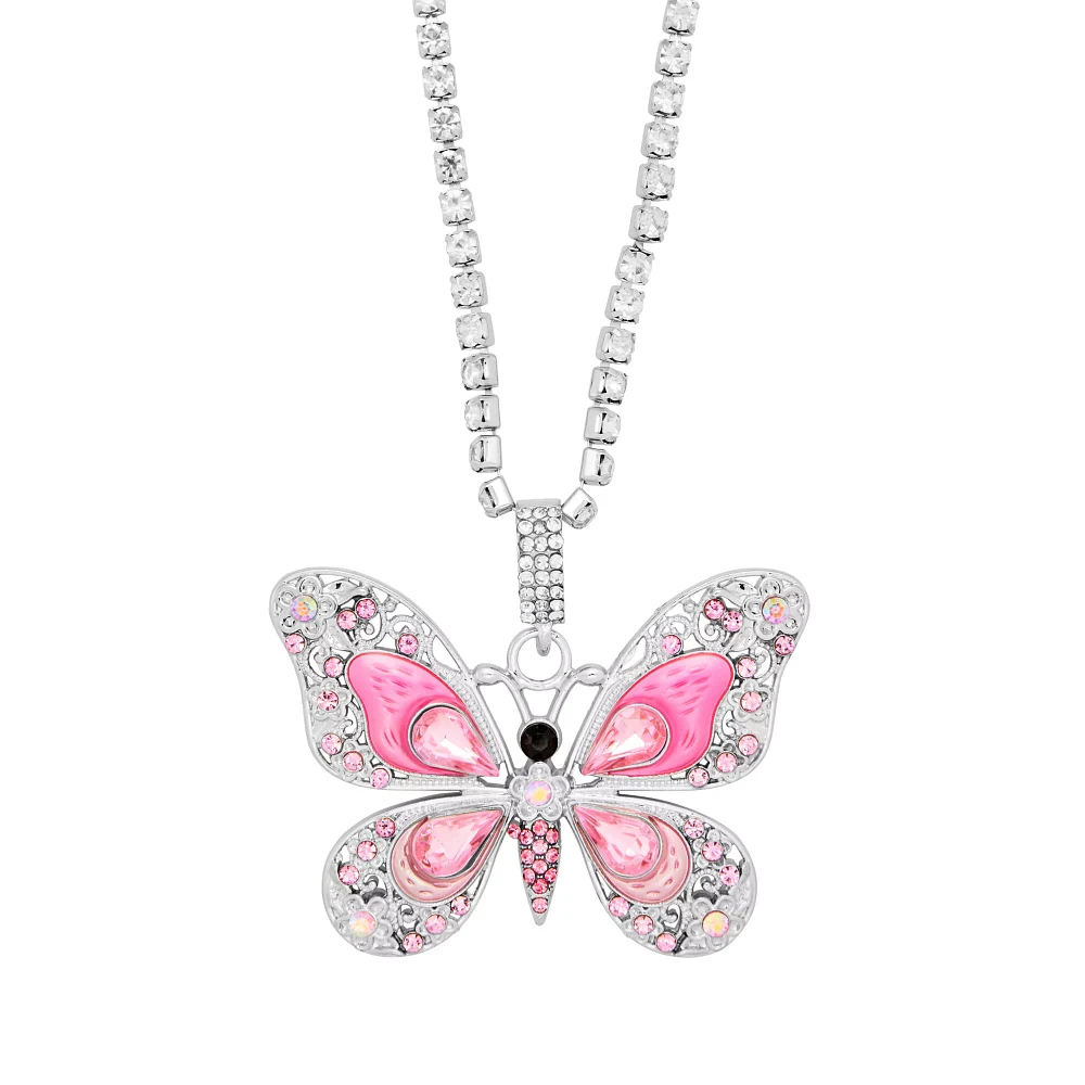Pink Butterfly Chain Necklace