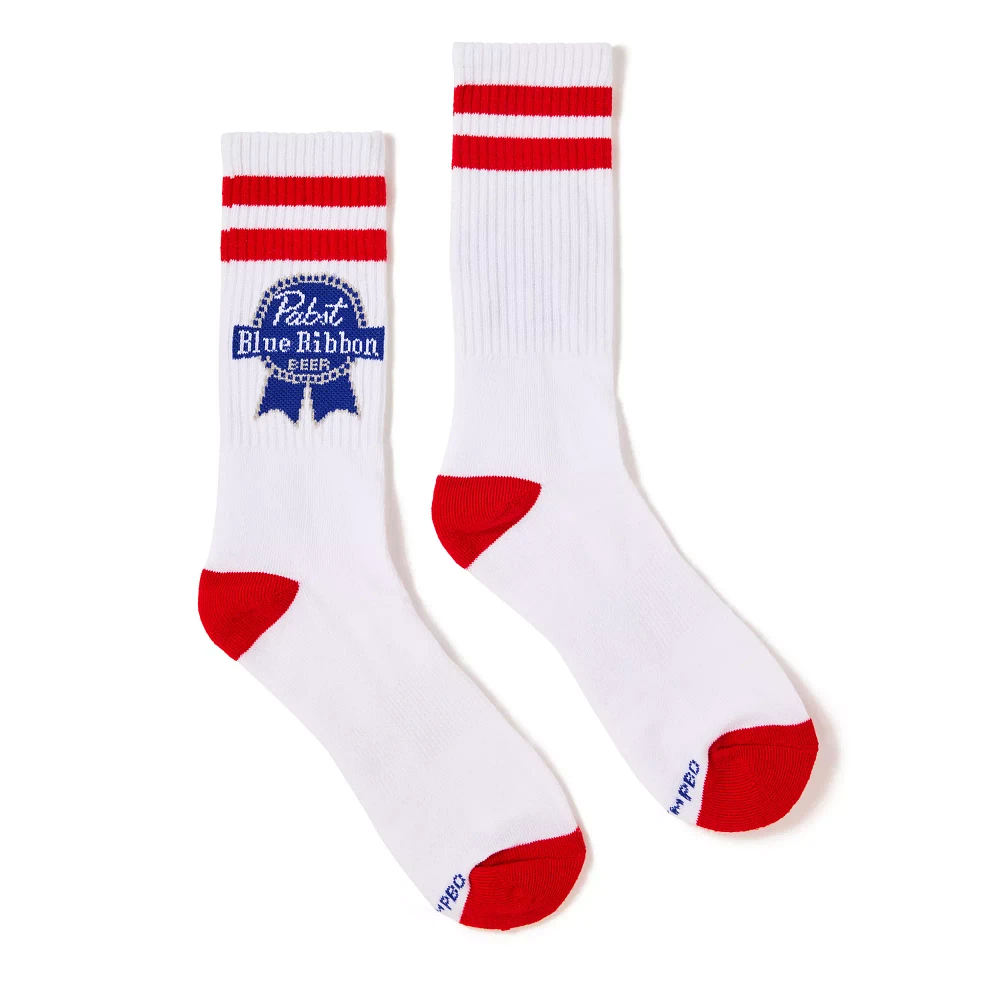 Pabst Blue Ribbon Striped Crew Socks