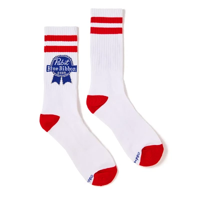 Pabst Blue Ribbon Striped Crew Socks