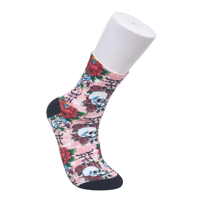 Skull Rose Crew Socks - Ed Hardy