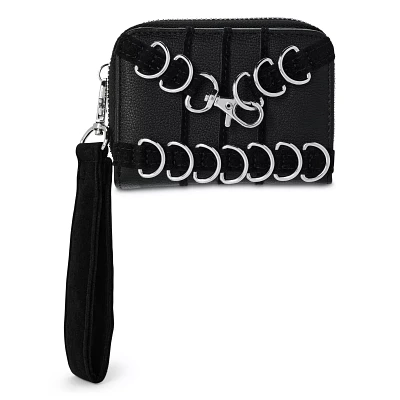 Black and Silver Ring Zip Wallet