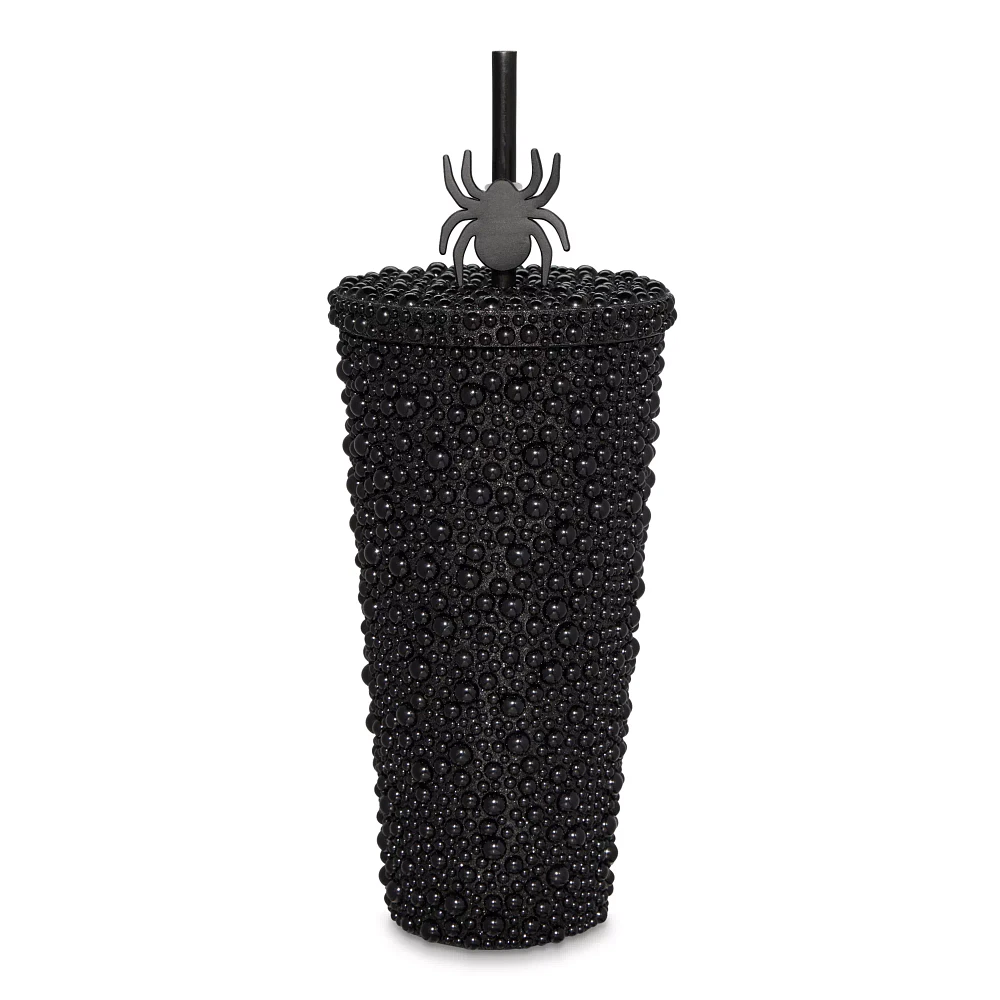 Rhinestone Studded Spider Cup with Straw - 20 oz.