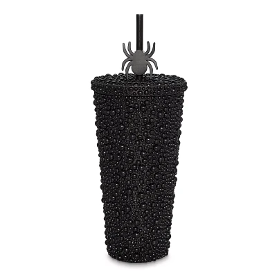Rhinestone Studded Spider Cup with Straw - 20 oz.