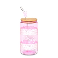 Playboy Lace Glass Cup with Straw