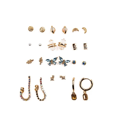 Multi-Pack Stellar Energy Stud and Hoop Earrings - 12 Pack