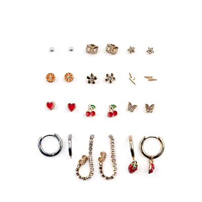 Multi-Pack Summer Fruits Stud and Hoop Earrings - 12 Pair