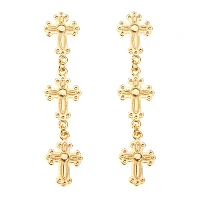 Gold Cross Dangle Earrings