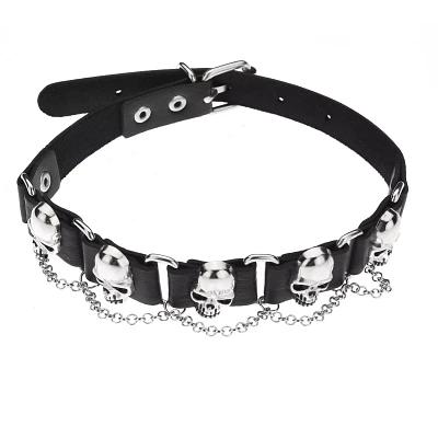 Studded Skull Chain Choker Necklace