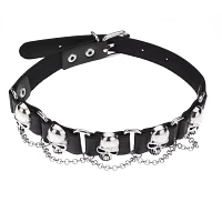Studded Skull Chain Choker Necklace