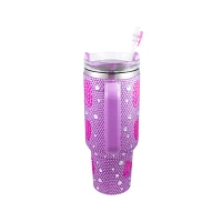 Purple and Pink Bedazzled Bow Tumbler with Straw - 40 oz.