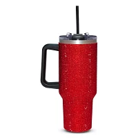 Red Bedazzled Tumbler with Straw - 40 oz.