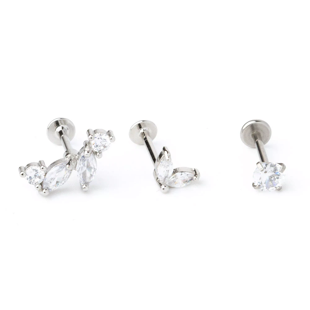 Multi-Pack CZ Marquis Cut Cartilage Earrings 3 Pack - 18 Gauge