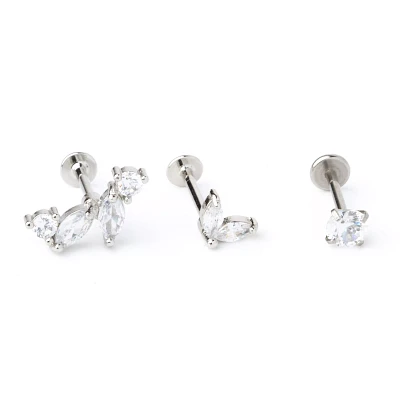 Multi-Pack CZ Marquis Cut Cartilage Earrings 3 Pack - 18 Gauge
