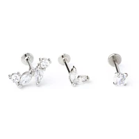 Multi-Pack CZ Marquis Cut Cartilage Earrings 3 Pack - 18 Gauge