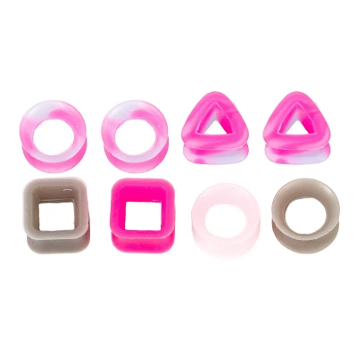 Multi-Pack Pink Silicone Shaped Tunnels - 4 Pair