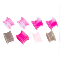 Multi-Pack Pink Silicone Shaped Tunnels - 4 Pair