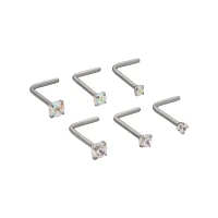Multi-Pack Prong CZ Titanium L-Bend Nose Rings 6 Pack - 20 Gauge