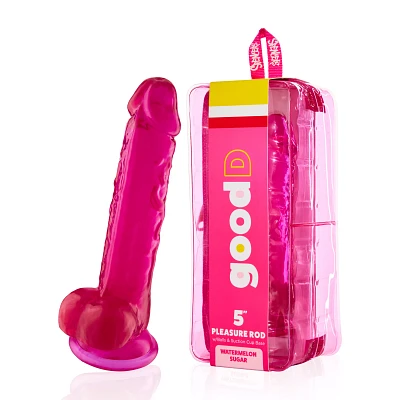 Watermelon Sugar Suction Cup Dildo with Balls 5.7 Inch - good D