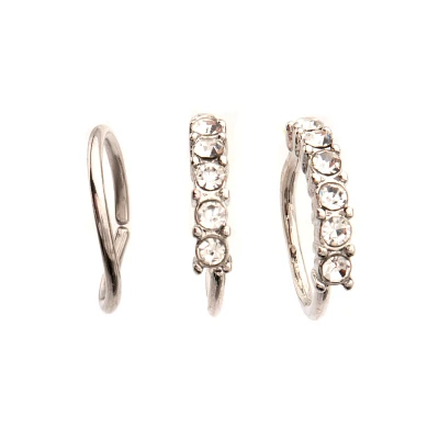Multi-Pack CZ Hoop Nose Rings 3 Pack - 20 Gauge