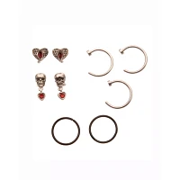 Multi-Pack CZ Skull Dangle Nose Pins and Hoop 9 Pack - 20 Gauge