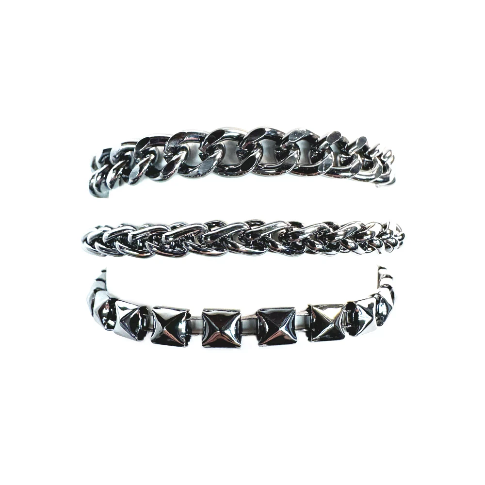 Multi-Pack Silvertone Chain Bracelets - 3 Pack