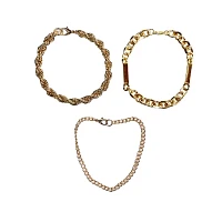 Multi-Pack Goldtone Rope Oval and Curb Chain Bracelets - 3 Pack
