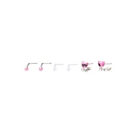 Multi-Pack Heart Dangle L-Bend Nose Pins 6 Pack - 20 Gauge