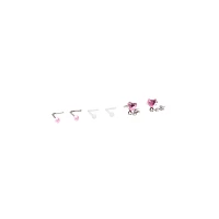 Multi-Pack Heart Dangle L-Bend Nose Pins 6 Pack - 20 Gauge