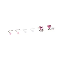 Multi-Pack Heart Dangle L-Bend Nose Pins 6 Pack - 20 Gauge