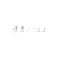 Multi-Pack Heart Dangle L-Bend Nose Pins 6 Pack - 20 Gauge
