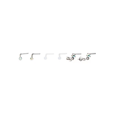 Multi-Pack Star Dangle L-Bend Nose Pins 6 Pack - 20 Gauge