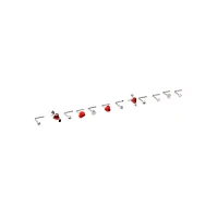 Multi-Pack Red Heart Gem L-Bend Nose Pins 12 Pack - 20 Gauge