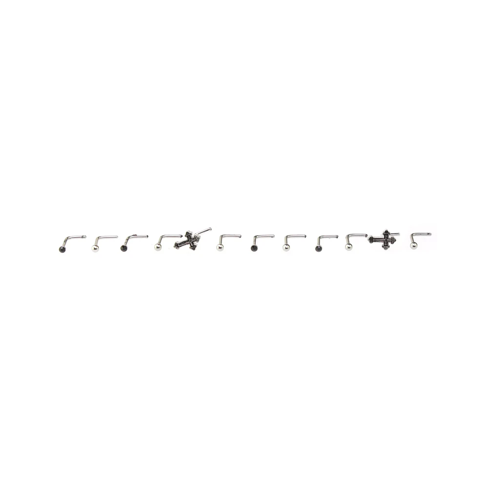Multi-Pack Cross L-Bend Nose Pins 12 Pack - 20 Gauge