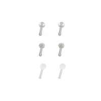 Multi-Pack Silvertone and Acrylic Retainer Nose Pins 6 Pack - 20 Gauge