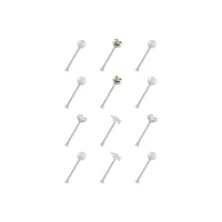 Multi-Pack Silvertone Star Prong Nose Pins 12 Pack - 20 Gauge