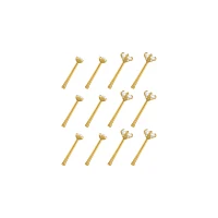 Multi-Pack CZ Titanium Goldtone Round and Sqaure Nose Pins 12 Pack - 20 Gauge
