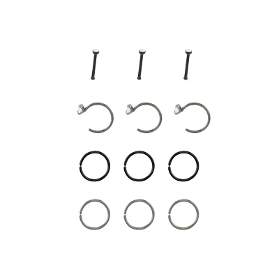 Multi-Pack Silvertone and CZ Nose Hoops and Pins 12 Pack