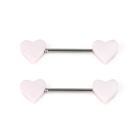 Brat Glitter Heart Nipple Barbells - 14 Gauge