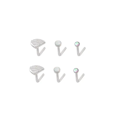 Multi-Pack CZ Wings L-Bend Nose Rings