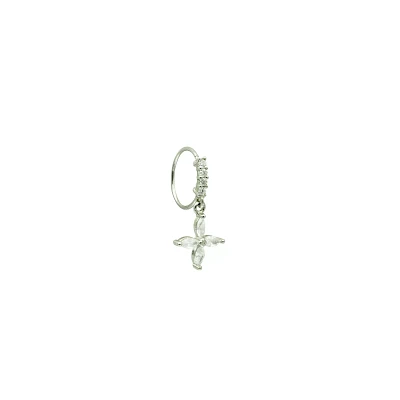 Silvertone CZ Marquis Gems Dangle Hinge Hoop - 20 Gauge