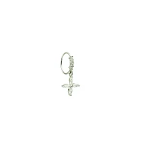 Silvertone CZ Marquis Gems Dangle Hinge Hoop - 20 Gauge