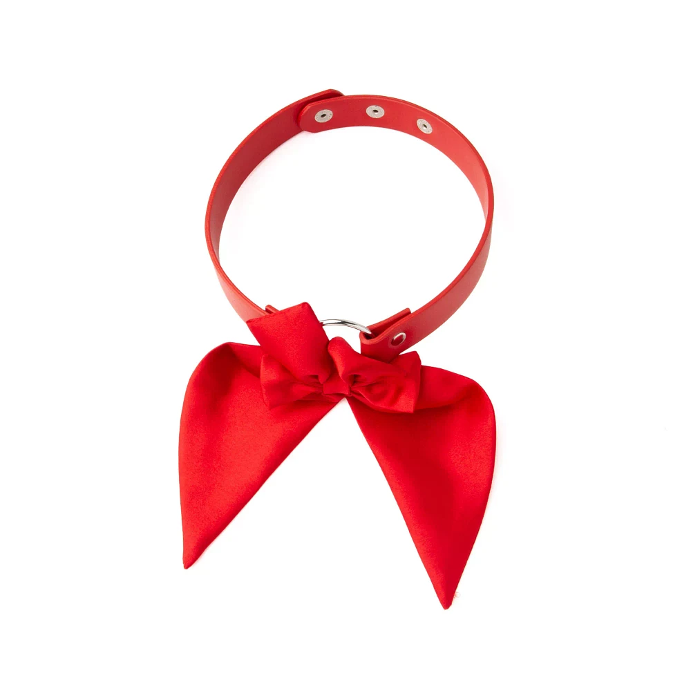 Red Oversized Bow Choker Necklace