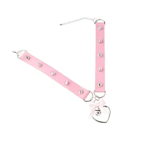 Pink Spiked Heart Bell Choker Necklace